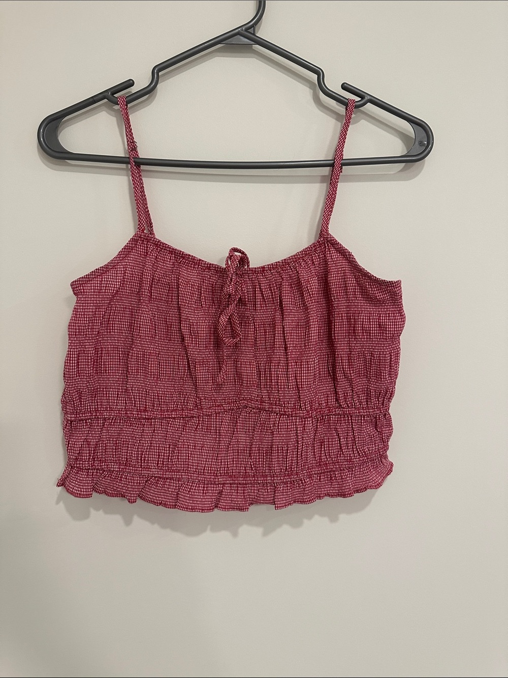 Shinestar Pink Smocked Spaghetti Strap Crop Top